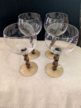 Set of 4 . 8 Available Twisted Stem Wine Goblets - Amber Twist